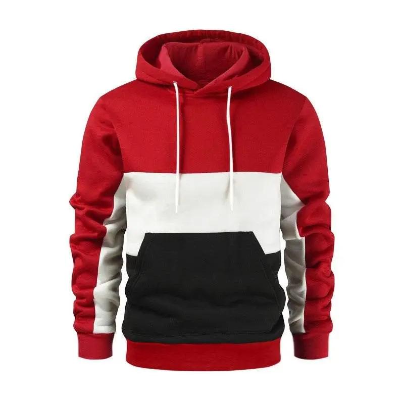 Stylish Men's Color Block Hoodie Sweatshirt - Comfortable Long Sleeve Design for Every Occasion - MENLL