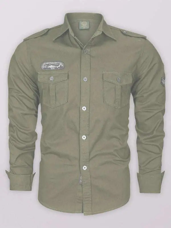 Urban Adventure Men's Cotton Military Long Sleeve Shirt - MENLL