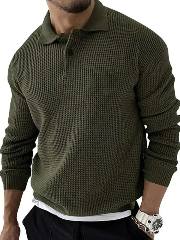 Urban Chic Men's Slim Fit Knitted Lapel Sweater for Effortless Style - MENLL
