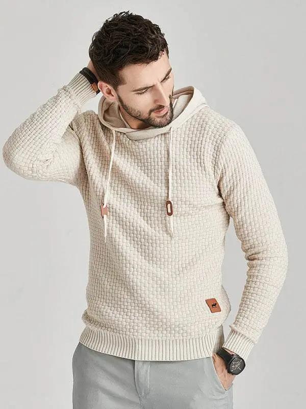 Cozy Hooded Pullover Sweater for Men - Versatile Knitwear for Year-Round Comfort - MENLL
