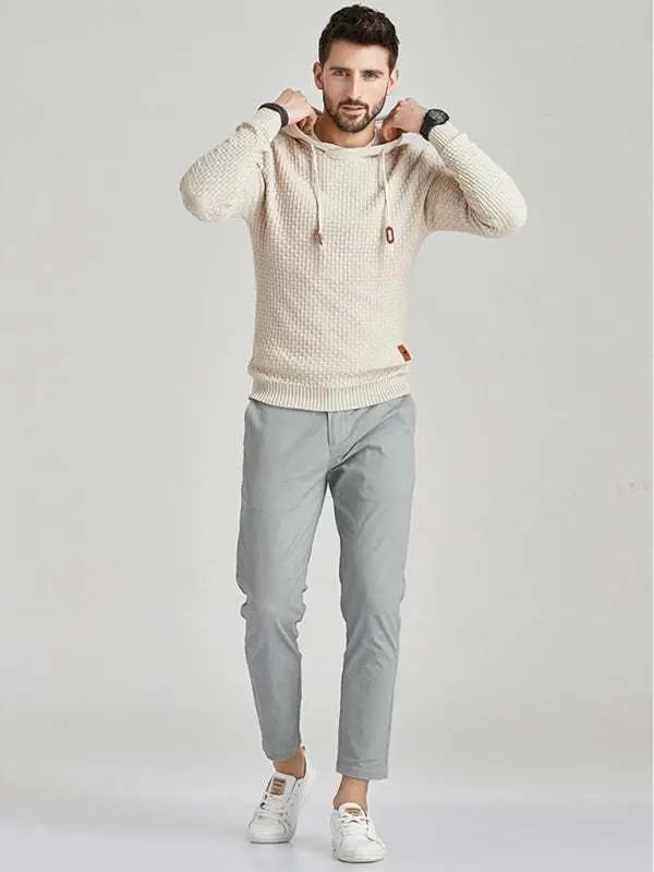 Cozy Hooded Pullover Sweater for Men - Versatile Knitwear for Year-Round Comfort - MENLL