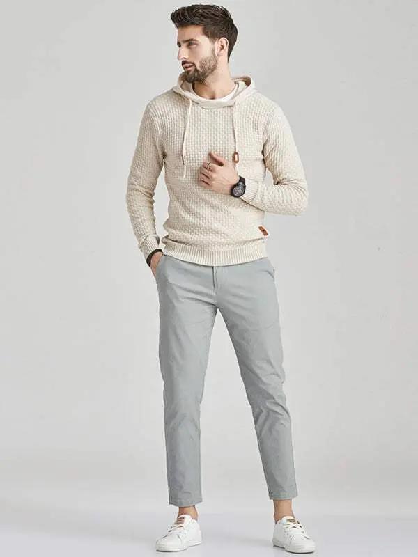Cozy Hooded Pullover Sweater for Men - Versatile Knitwear for Year-Round Comfort - MENLL