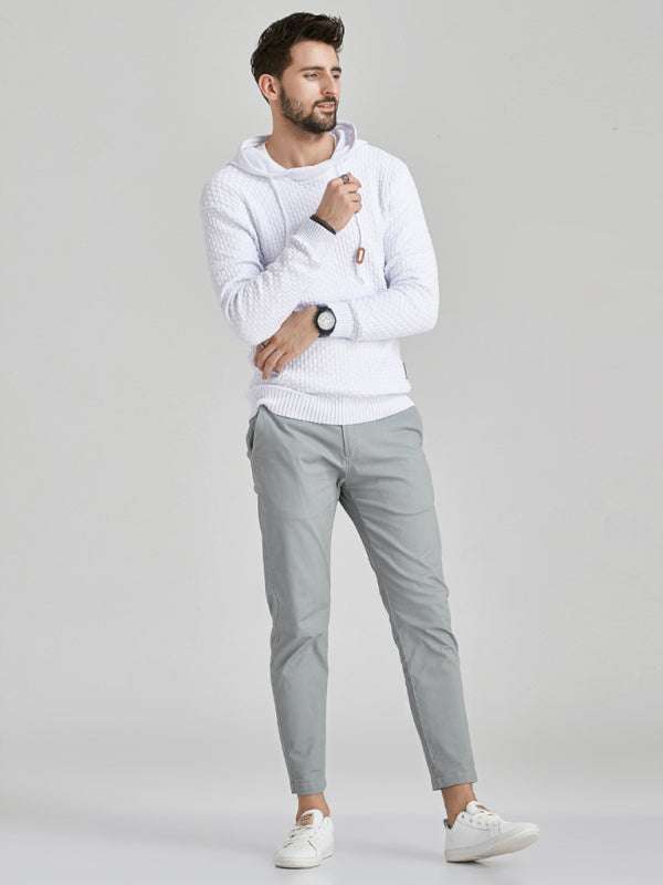 Cozy Hooded Pullover Sweater for Men - Versatile Knitwear for Year-Round Comfort - MENLL