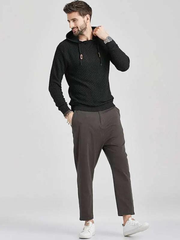 Cozy Hooded Pullover Sweater for Men - Versatile Knitwear for Year-Round Comfort - MENLL
