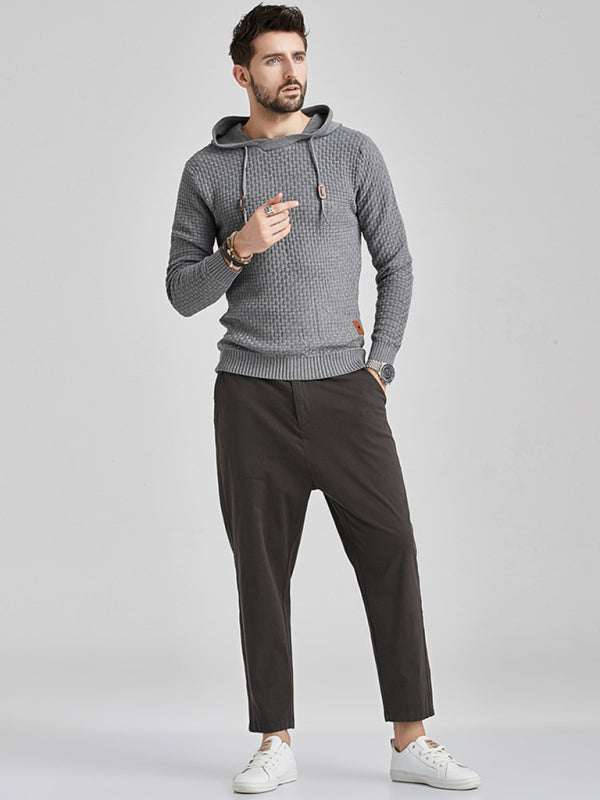 Cozy Hooded Pullover Sweater for Men - Versatile Knitwear for Year-Round Comfort - MENLL