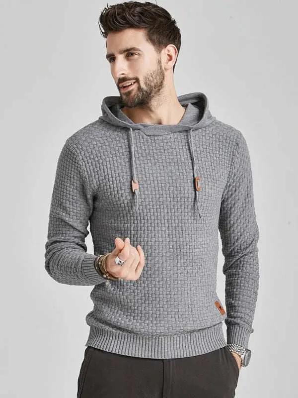 Cozy Hooded Pullover Sweater for Men - Versatile Knitwear for Year-Round Comfort - MENLL