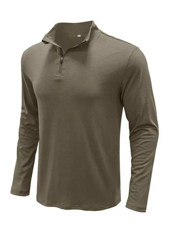 Men's Stylish Long Sleeve Zip Polo Shirt with Stand Collar - Versatile Elegance for Every Season - MENLL
