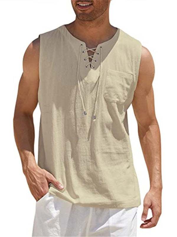 Stylish Men's Stand Collar Woven Pullover Vest for Effortless Casual Elegance