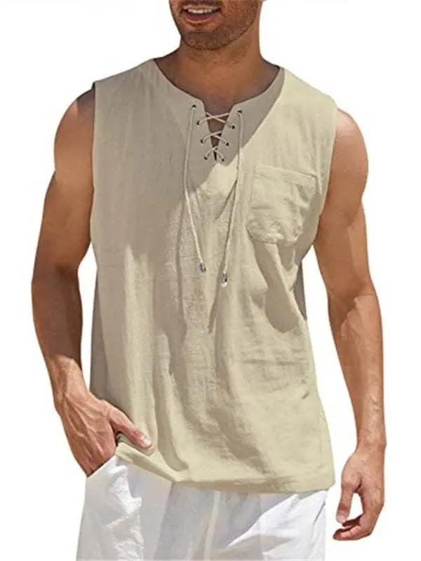 Stylish Men's Stand Collar Woven Pullover Vest for Effortless Casual Elegance - MENLL