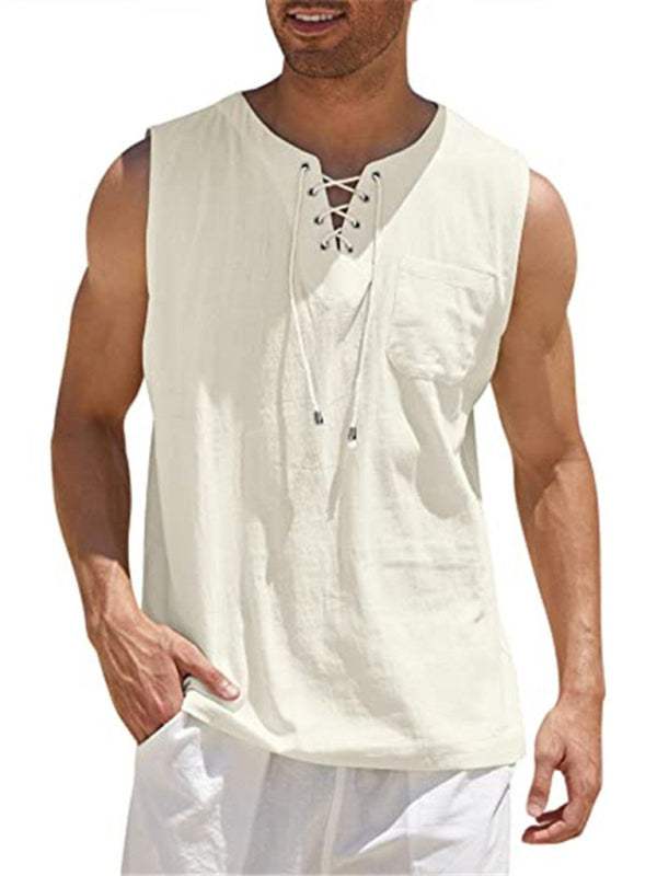 Stylish Men's Stand Collar Woven Pullover Vest for Effortless Casual Elegance
