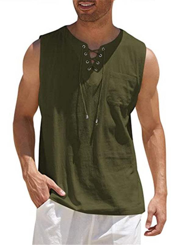 Stylish Men's Stand Collar Woven Pullover Vest for Effortless Casual Elegance