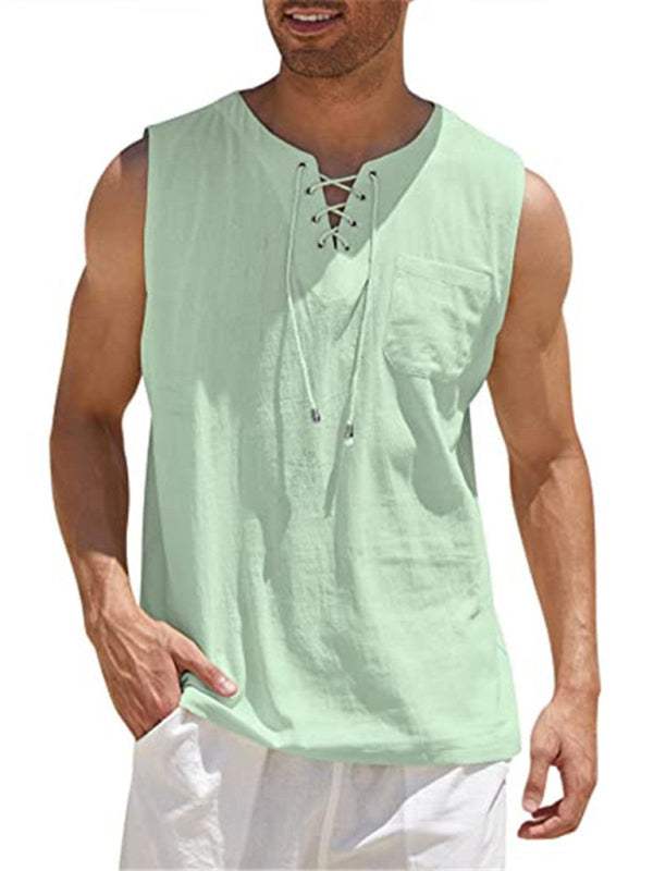 Stylish Men's Stand Collar Woven Pullover Vest for Effortless Casual Elegance