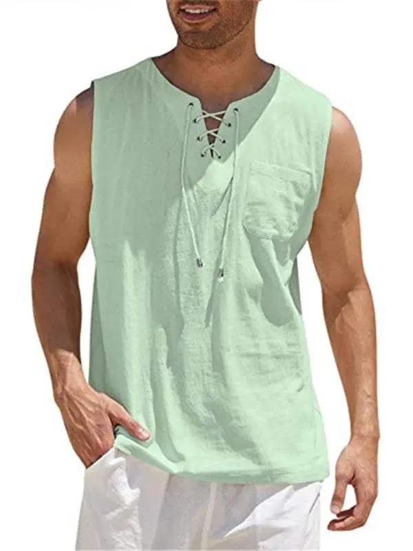 Stylish Men's Stand Collar Woven Pullover Vest for Effortless Casual Elegance - MENLL