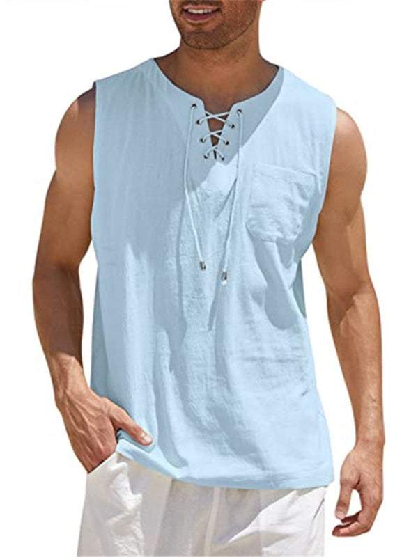Stylish Men's Stand Collar Woven Pullover Vest for Effortless Casual Elegance