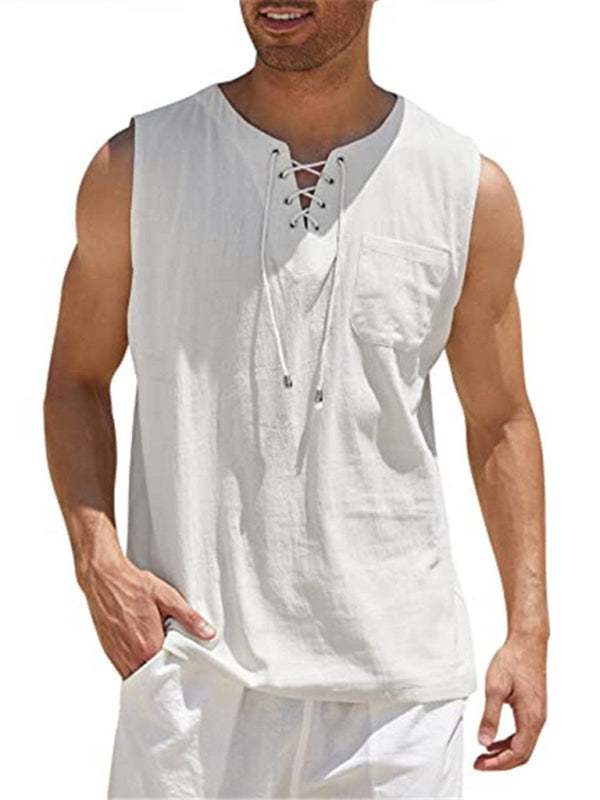 Stylish Men's Stand Collar Woven Pullover Vest for Effortless Casual Elegance
