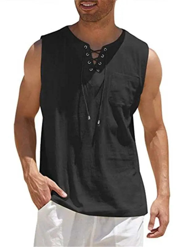 Stylish Men's Stand Collar Woven Pullover Vest for Effortless Casual Elegance - MENLL