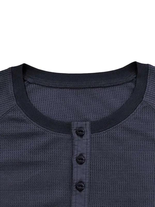 Versatile Men's Waffle Knit Henley Shirt - Perfect for Every Season! - MENLL