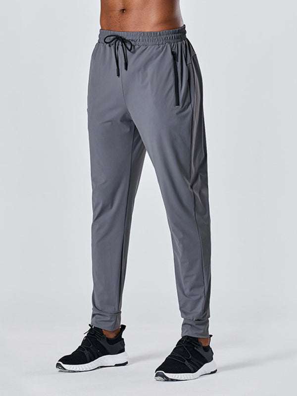 Men's Versatile Quick-Dry Elastic Sports Zipper Trousers for Ultimate Comfort and Performance - MENLL