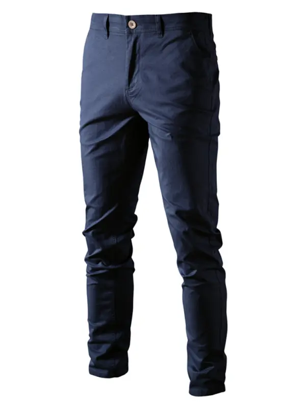 Classic All-Season Men's Versatile Solid Color Casual Trousers - MENLL