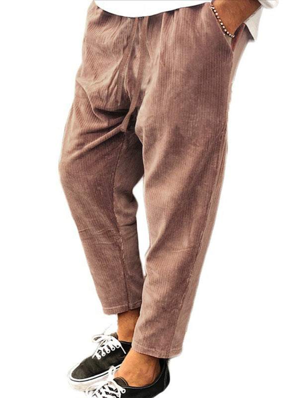 Stylish Men's Cropped Corduroy Pants - Effortless Comfort & Versatile Casual Chic - MENLL