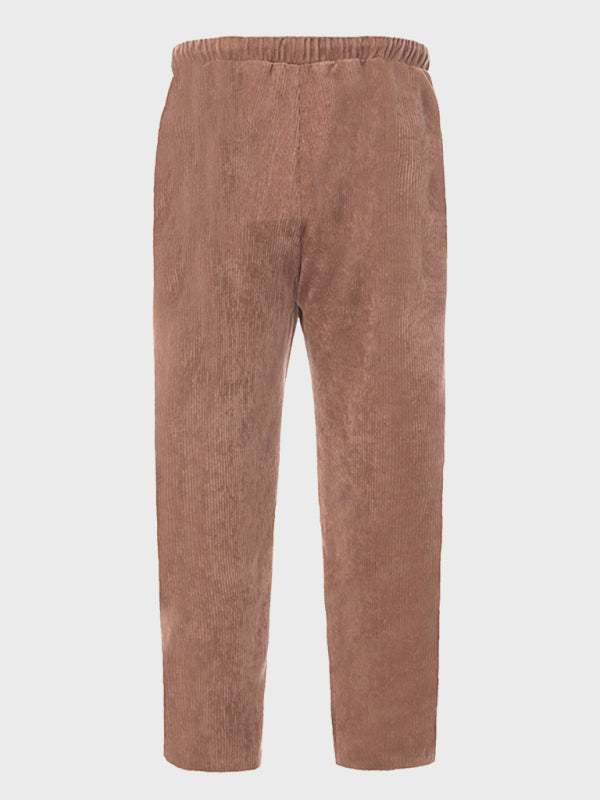 Stylish Men's Cropped Corduroy Pants - Effortless Comfort & Versatile Casual Chic - MENLL
