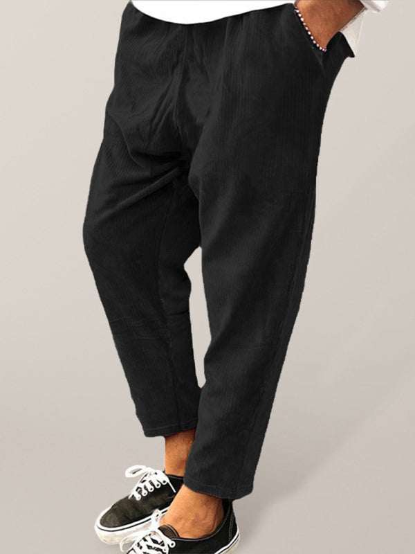 Stylish Men's Cropped Corduroy Pants - Effortless Comfort & Versatile Casual Chic - MENLL