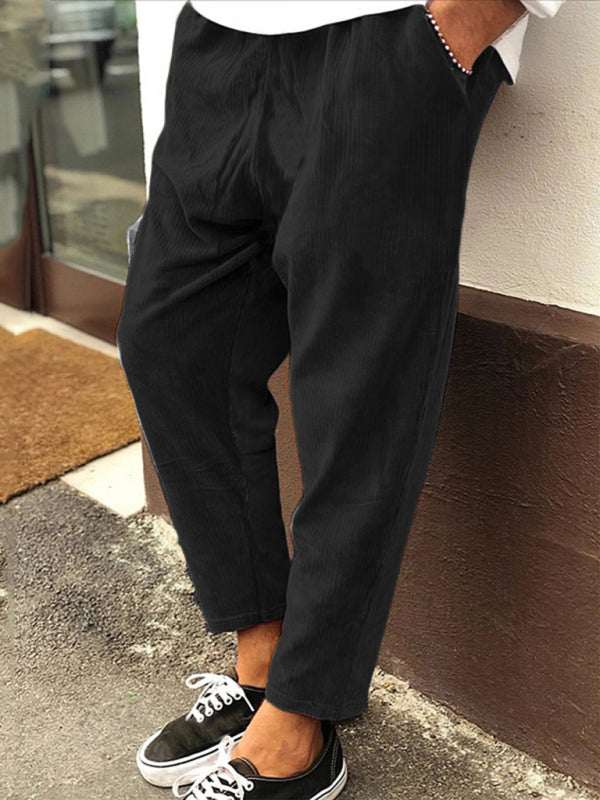 Stylish Men's Cropped Corduroy Pants - Effortless Comfort & Versatile Casual Chic - MENLL
