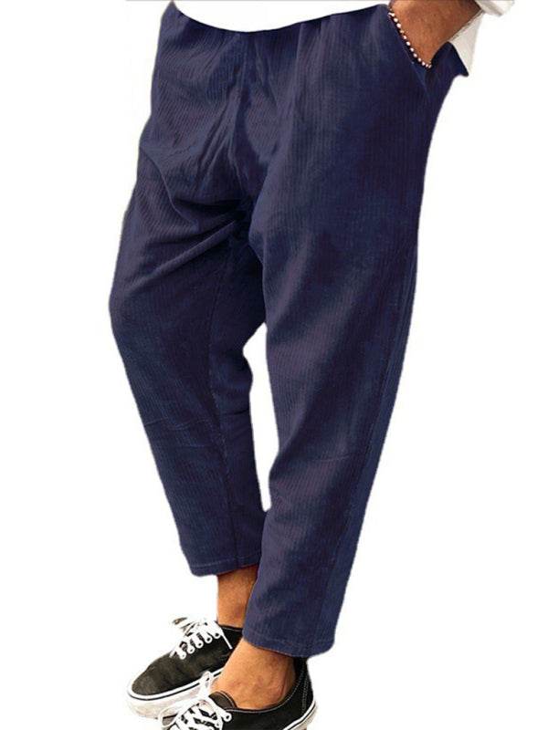 Stylish Men's Cropped Corduroy Pants - Effortless Comfort & Versatile Casual Chic - MENLL