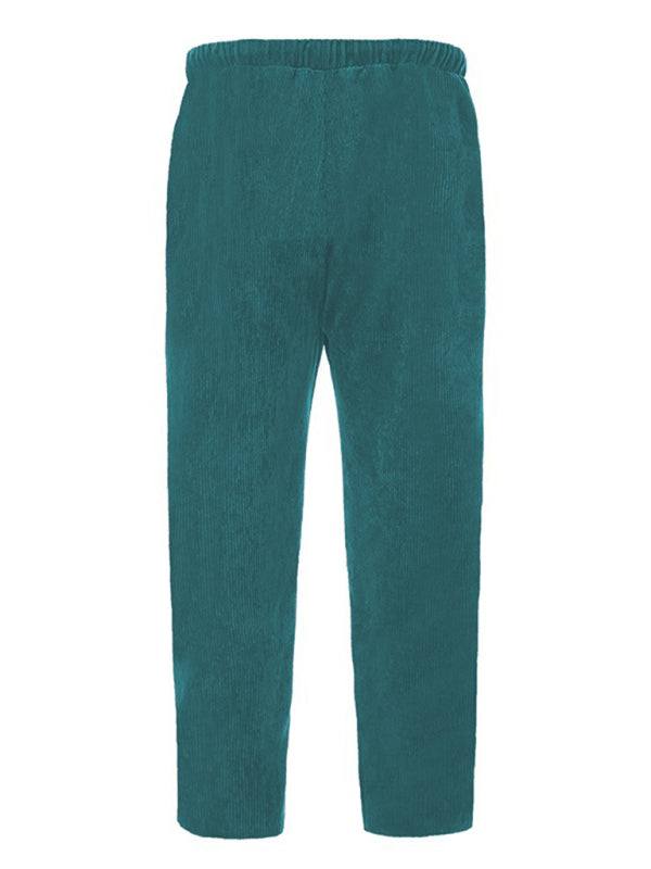 Stylish Men's Cropped Corduroy Pants - Effortless Comfort & Versatile Casual Chic - MENLL