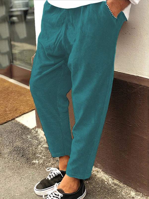Stylish Men's Cropped Corduroy Pants - Effortless Comfort & Versatile Casual Chic - MENLL