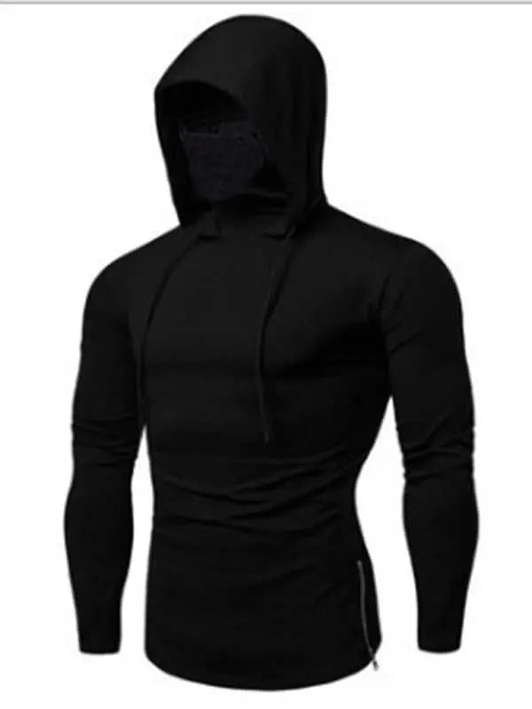 Versatile Men's Hooded Cycling Sweatshirt with Elastic Mask - Perfect for Fitness and Leisure - MENLL