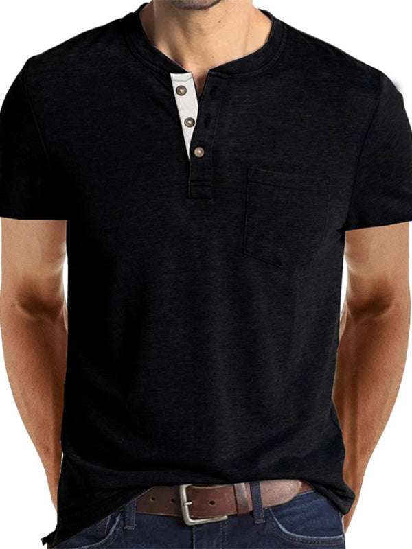 Versatile Men's Cotton V-Neck Henley T-Shirt for Ultimate Comfort - MENLL