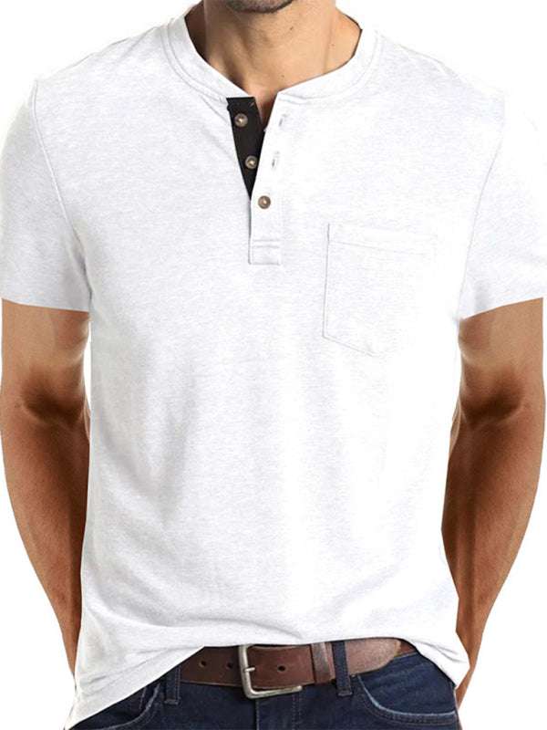 Versatile Men's Cotton V-Neck Henley T-Shirt for Ultimate Comfort - MENLL