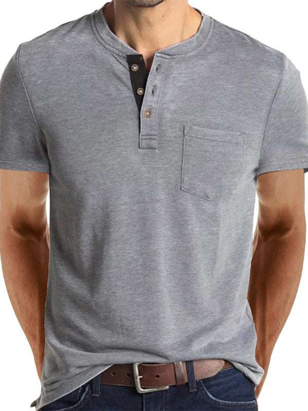 Versatile Men's Cotton V-Neck Henley T-Shirt for Ultimate Comfort - MENLL