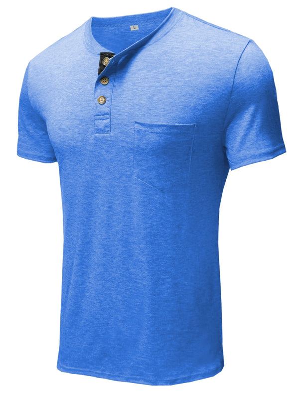 Versatile Men's Cotton V-Neck Henley T-Shirt for Ultimate Comfort - MENLL