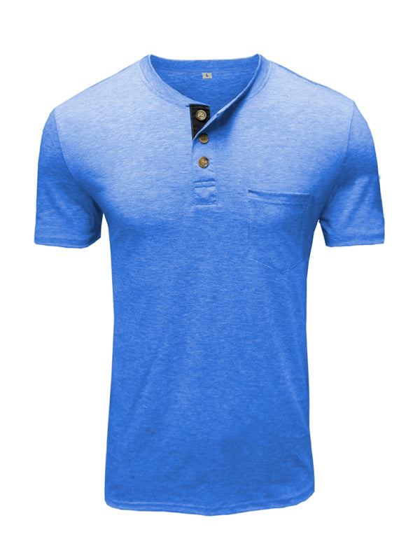Versatile Men's Cotton V-Neck Henley T-Shirt for Ultimate Comfort - MENLL