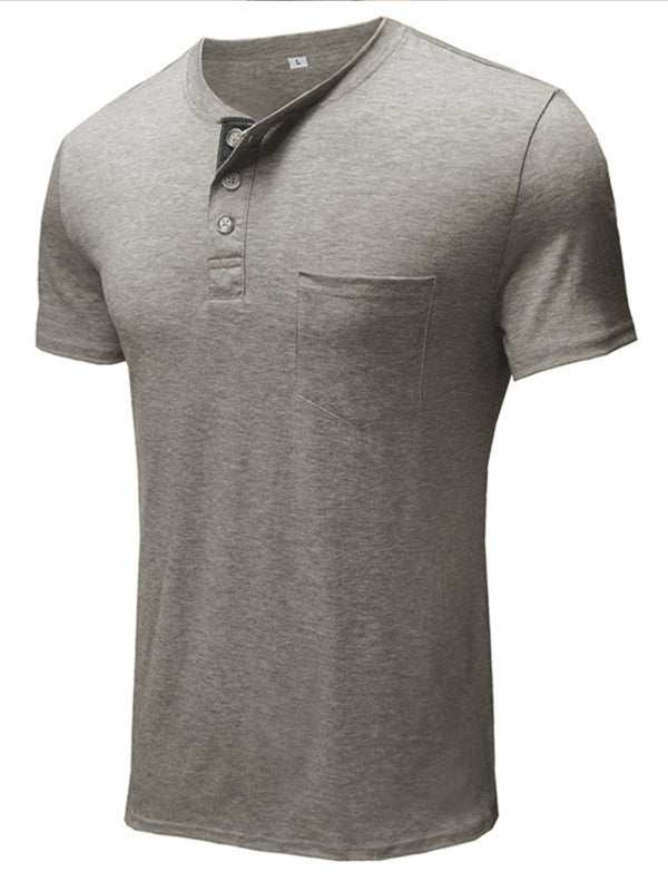 Versatile Men's Cotton V-Neck Henley T-Shirt for Ultimate Comfort - MENLL