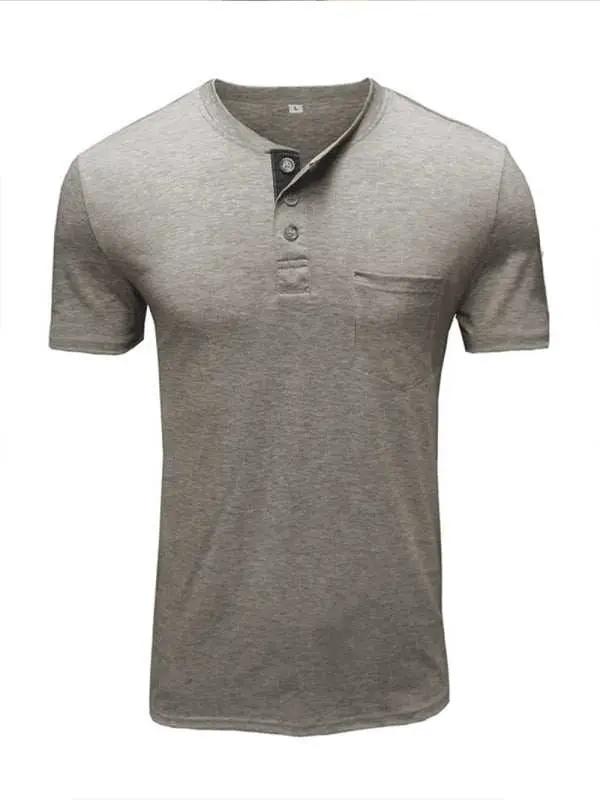 Versatile Men's Cotton V-Neck Henley T-Shirt for Ultimate Comfort - MENLL