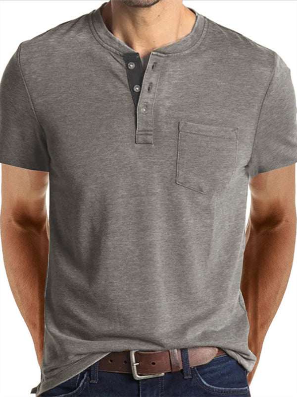 Versatile Men's Cotton V-Neck Henley T-Shirt for Ultimate Comfort - MENLL