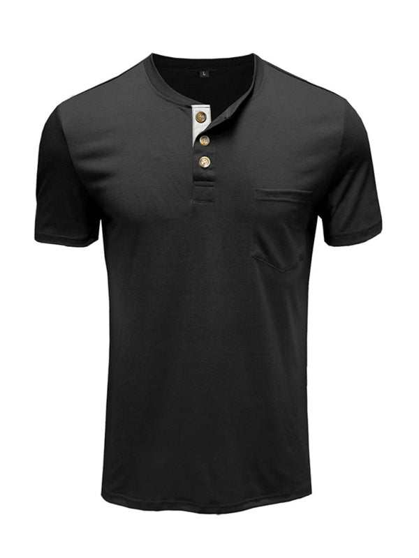 Versatile Men's Cotton V-Neck Henley T-Shirt for Ultimate Comfort - MENLL