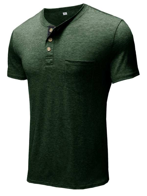 Versatile Men's Cotton V-Neck Henley T-Shirt for Ultimate Comfort - MENLL