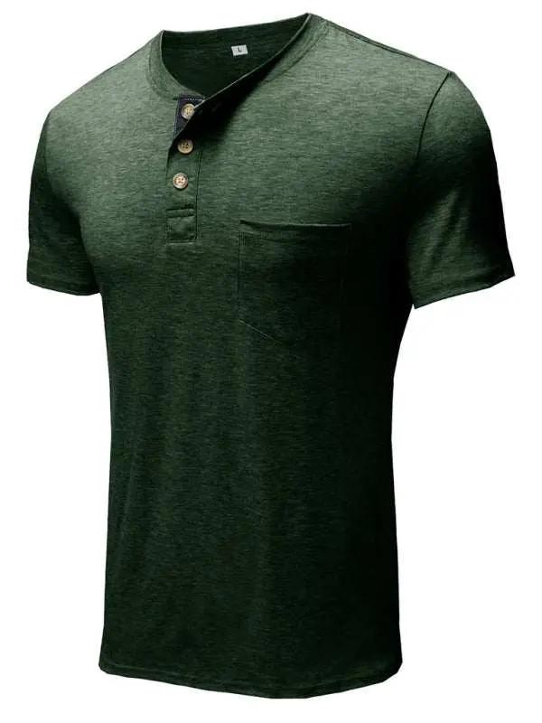 Versatile Men's Cotton V-Neck Henley T-Shirt for Ultimate Comfort - MENLL