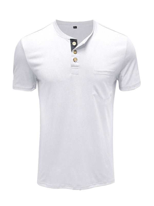 Versatile Men's Cotton V-Neck Henley T-Shirt for Ultimate Comfort - MENLL