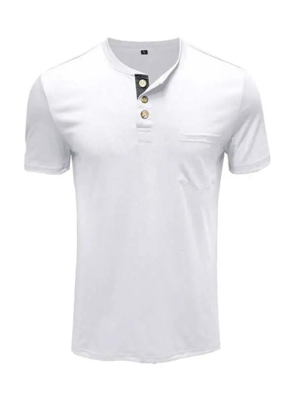 Versatile Men's Cotton V-Neck Henley T-Shirt for Ultimate Comfort - MENLL