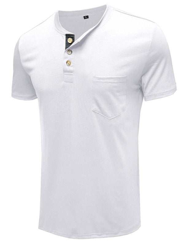Versatile Men's Cotton V-Neck Henley T-Shirt for Ultimate Comfort - MENLL
