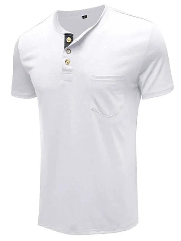 Versatile Men's Cotton V-Neck Henley T-Shirt for Ultimate Comfort - MENLL