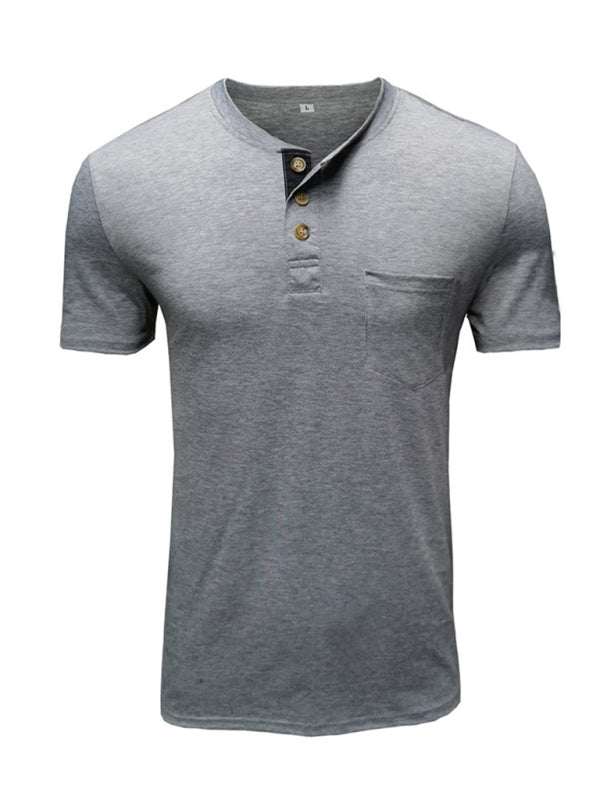Versatile Men's Cotton V-Neck Henley T-Shirt for Ultimate Comfort - MENLL