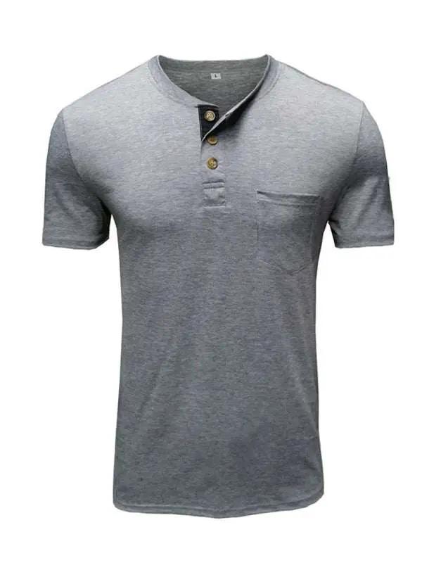 Versatile Men's Cotton V-Neck Henley T-Shirt for Ultimate Comfort - MENLL