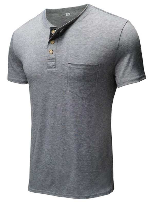 Versatile Men's Cotton V-Neck Henley T-Shirt for Ultimate Comfort - MENLL