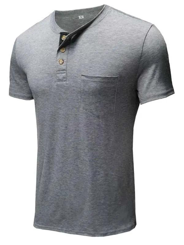 Versatile Men's Cotton V-Neck Henley T-Shirt for Ultimate Comfort - MENLL